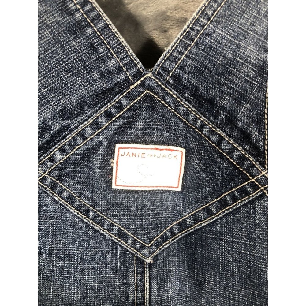 Janie & Jack Blue Denim Overalls With Adjustable Straps & Front Pockets - Picture 11 of 14
